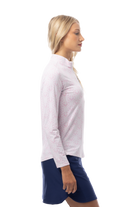 SANSOLEIL 1/4 ZIP PRINT MOCK. HEARTSTRINGS. PINK. 900621 - SanSoleil