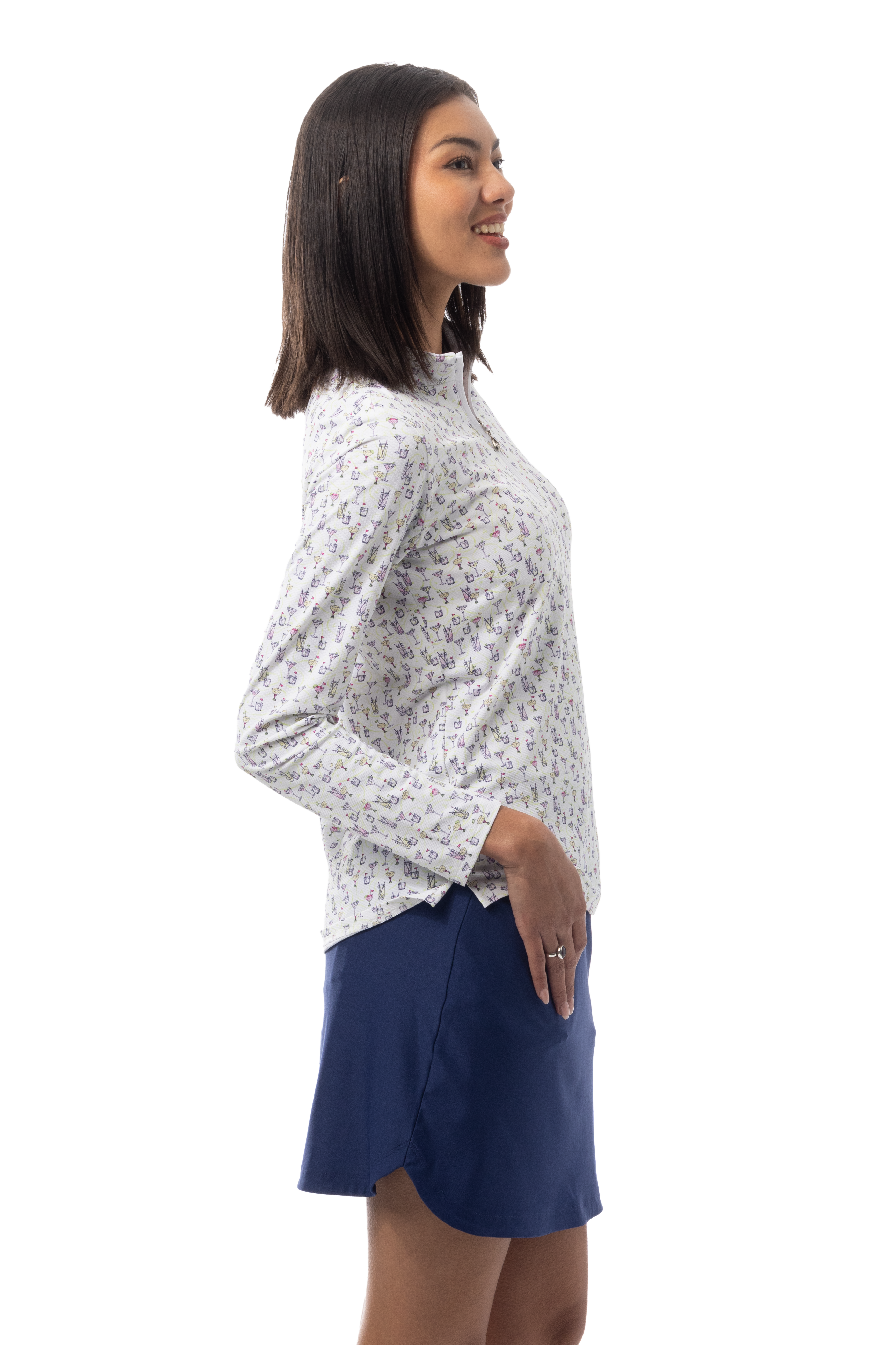 SANSOLEIL 1/4 ZIP PRINT  MOCK. CADDY COOLER. MULTI. 900621 - SanSoleil