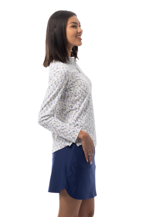 SANSOLEIL 1/4 ZIP PRINT  MOCK. CADDY COOLER. MULTI. 900621
