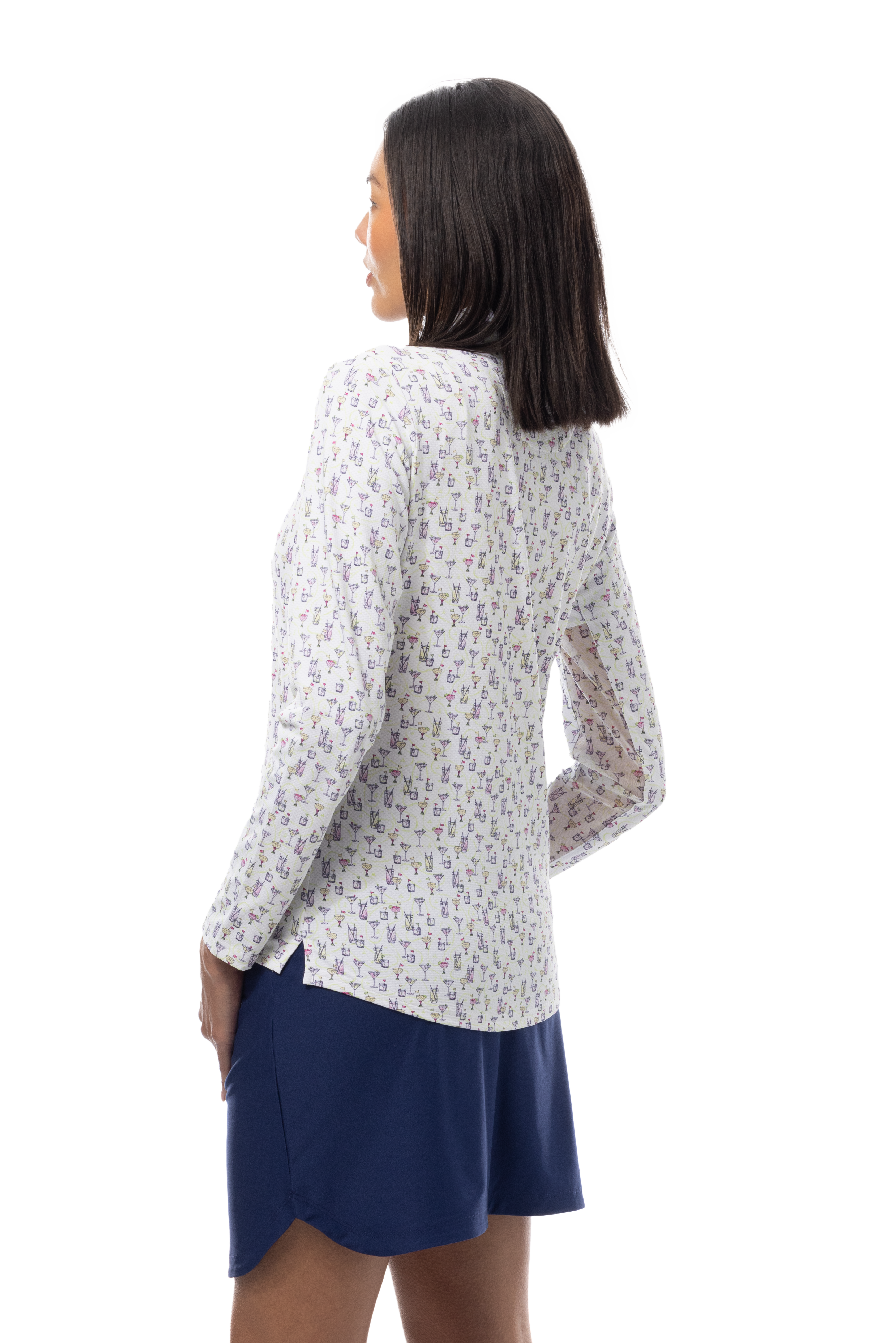 SANSOLEIL 1/4 ZIP PRINT  MOCK. CADDY COOLER. MULTI. 900621 - SanSoleil