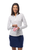 SANSOLEIL 1/4 ZIP PRINT  MOCK. CADDY COOLER. MULTI. 900621 - SanSoleil