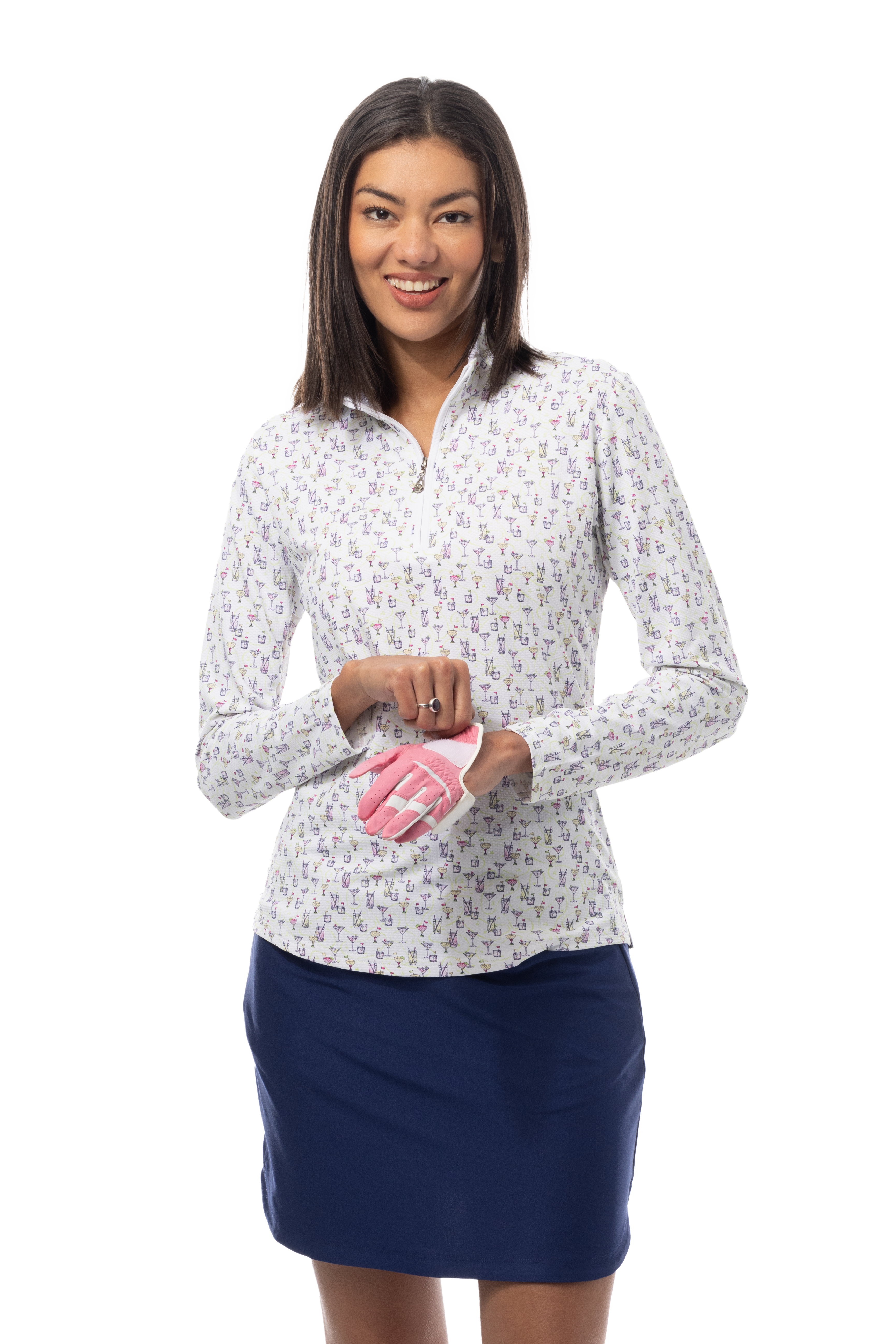 SANSOLEIL 1/4 ZIP PRINT  MOCK. CADDY COOLER. MULTI. 900621 - SanSoleil