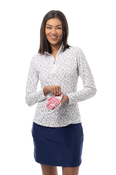 SANSOLEIL 1/4 ZIP PRINT  MOCK. CADDY COOLER. MULTI. 900621