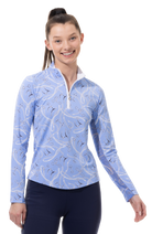 SOLTEK LUX LONG-SLEEVE PRINT MOCK. FREE REIN. BLUE - 900621