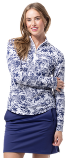 SOLTEK LUX LONG-SLEEVE PRINT MOCK. KEYWEST NAVY - 900621