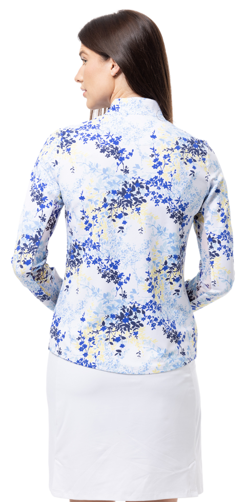 SOLTEK LUX  LONG-SLEEVE PRINT MOCK. WILLOW NAVY. 900621