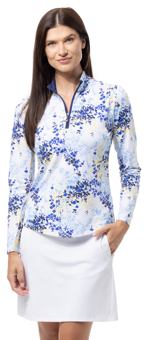 SOLTEK LUX LONG-SLEEVE PRINT MOCK. WILLOW NAVY - 900621