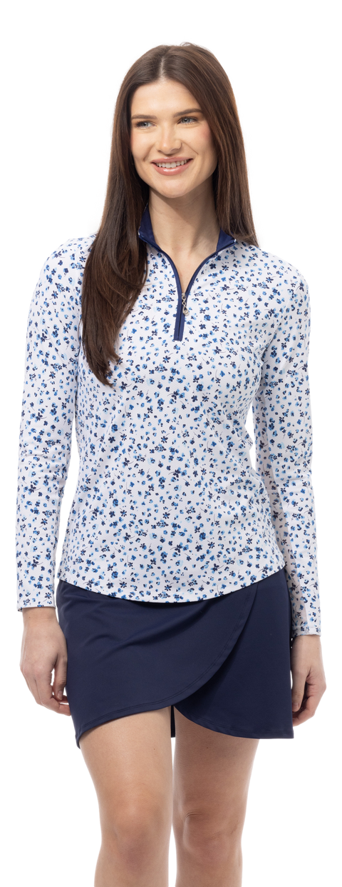 SOLTEK LUX L/S PRINT MOCK. GRASSLAND BLUE. 900621