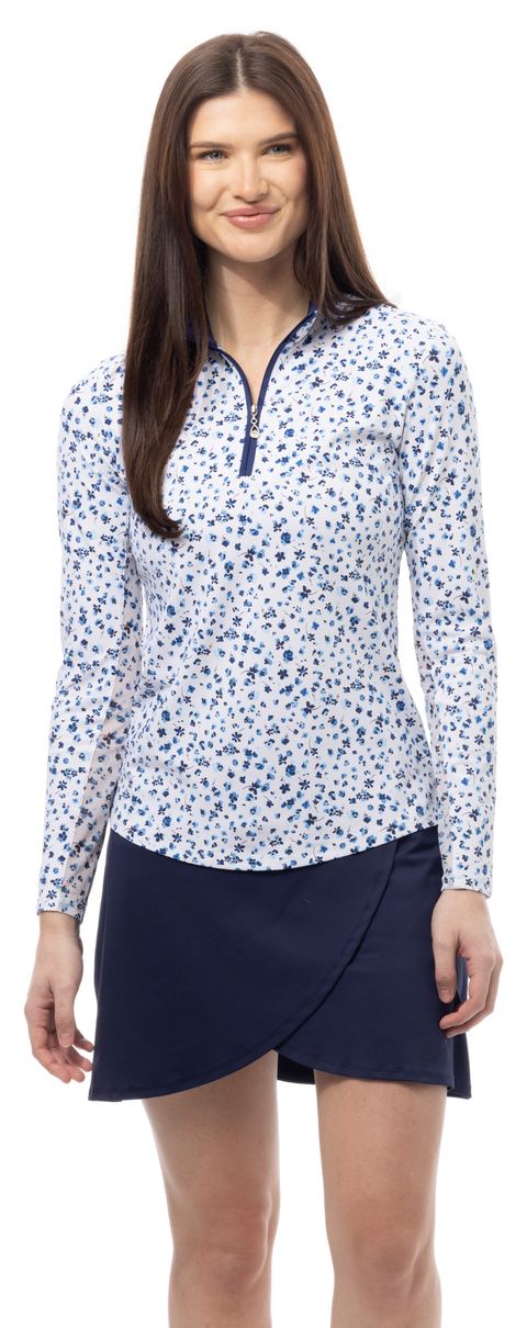 SOLTEK LUX L/S PRINT MOCK. GRASSLAND BLUE. 900621