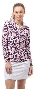 SOLTEK LUX L/S PRINT MOCK. PAISLEY PARK. NAVY RED. 900621 - SanSoleil