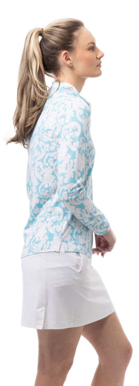 SOLTEK LUX L/S PRINT MOCK. PAISLEY PARK. TURQUOISE. 900621