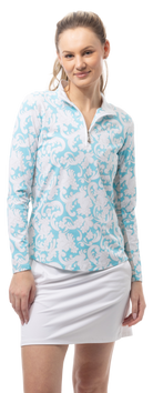 SOLTEK LUX L/S PRINT MOCK. PAISLEY PARK. TURQUOISE. 900621 - SanSoleil