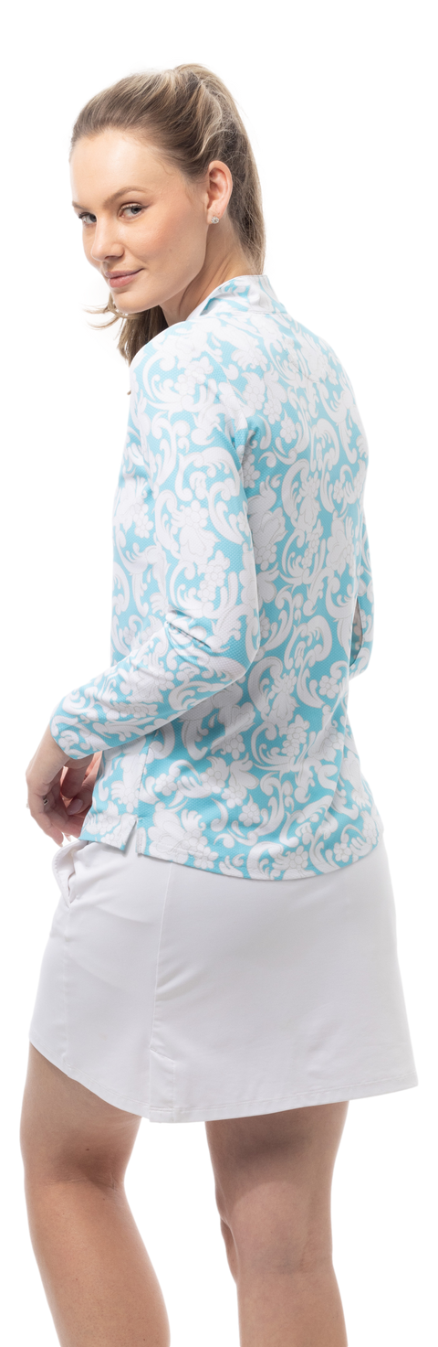 SOLTEK LUX L/S PRINT MOCK. PAISLEY PARK. TURQUOISE. 900621