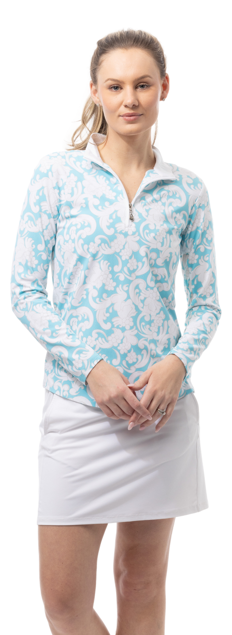 SOLTEK LUX L/S PRINT MOCK. PAISLEY PARK. TURQUOISE. 900621