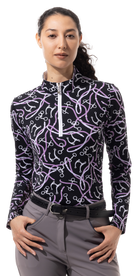 SOLTEK LUX LONG-SLEEVE PRINT MOCK. FREE REIN. BLACK - SOLTEK LUX L/S PRINT MOCK