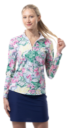SANSOLEIL 1/4 ZIP PRINT  MOCK. GIRLS TRIP. MULTI. 900621 - SanSoleil