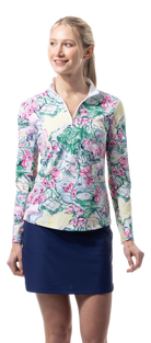 SANSOLEIL 1/4 ZIP PRINT  MOCK. GIRLS TRIP. MULTI. 900621 - SanSoleil