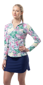 SANSOLEIL 1/4 ZIP PRINT  MOCK. GIRLS TRIP. MULTI. 900621 - SanSoleil