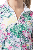 SANSOLEIL 1/4 ZIP PRINT  MOCK. GIRLS TRIP. MULTI. 900621 - SanSoleil