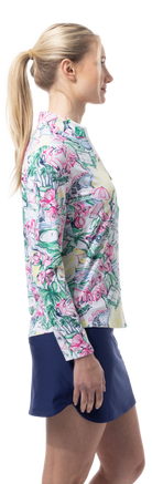 SANSOLEIL 1/4 ZIP PRINT  MOCK. GIRLS TRIP. MULTI. 900621 - SanSoleil