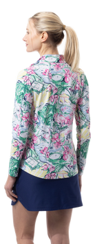 SANSOLEIL 1/4 ZIP PRINT  MOCK. GIRLS TRIP. MULTI. 900621 - SanSoleil