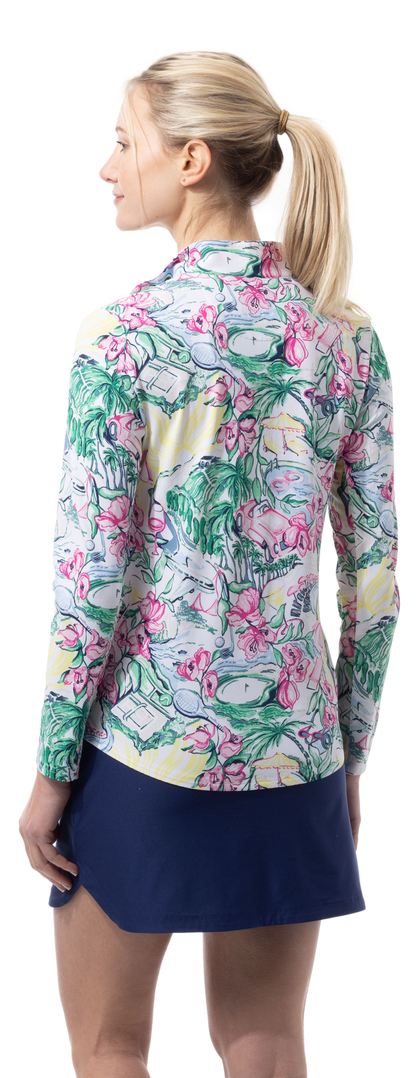 SANSOLEIL 1/4 ZIP PRINT  MOCK. GIRLS TRIP. MULTI. 900621 - SanSoleil