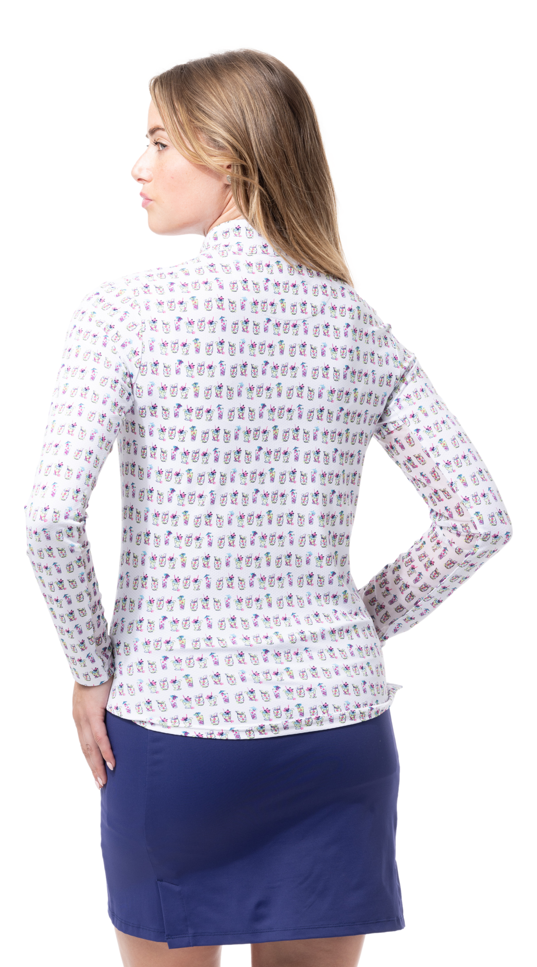 SOLTEK LUX LONG.SLEEVE PRINT MOCK. BAYBREEZE. 900621 - SanSoleil