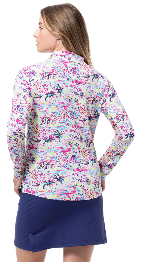 SOLTEK LUX  LONG-SLEEVE PRINT MOCK. KEYWEST MULTI. 900621