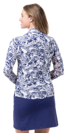 SOLTEK LUX  LONG-SLEEVE PRINT MOCK. KEYWEST NAVY. 900621 - SanSoleil