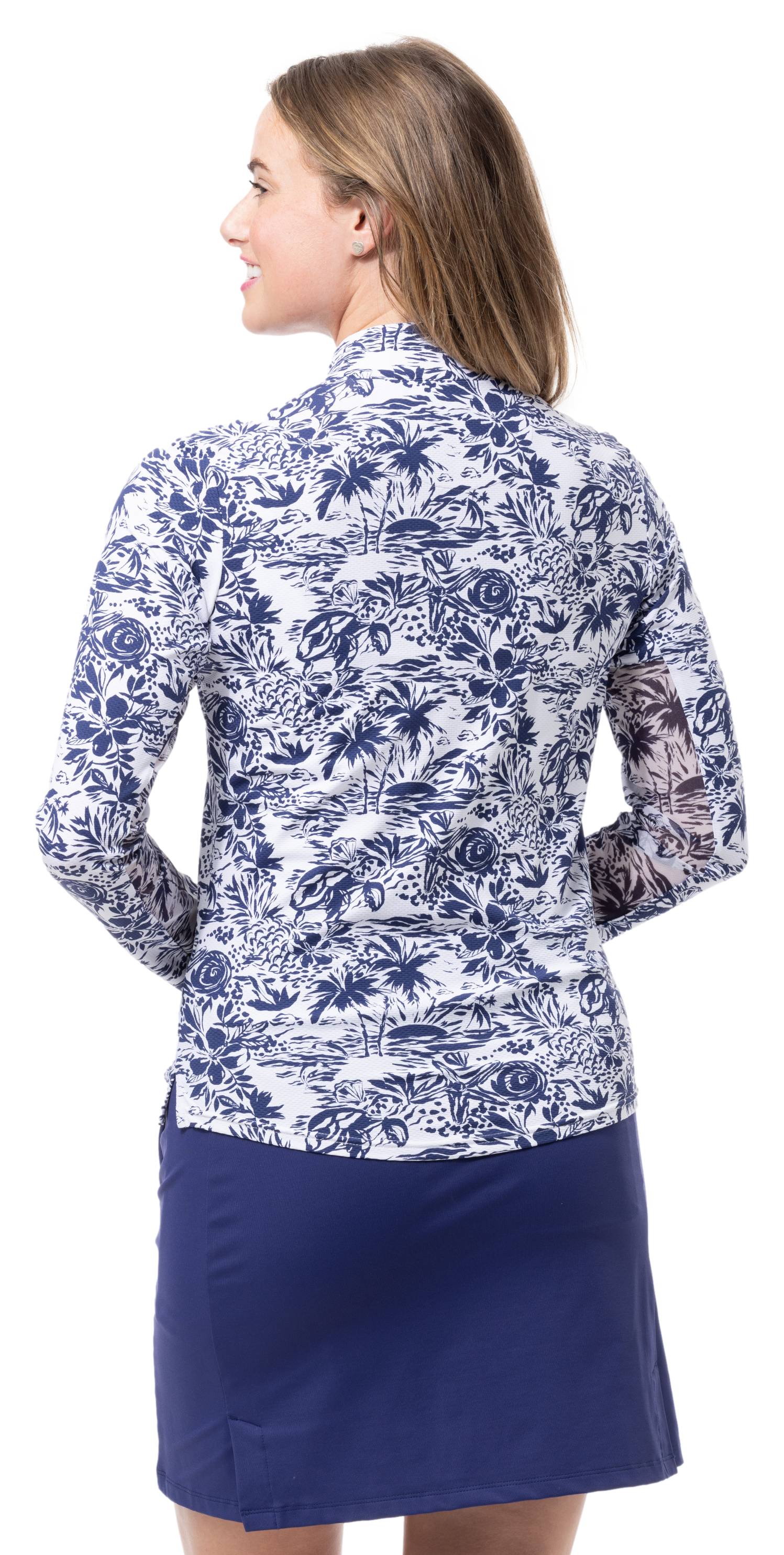SOLTEK LUX  LONG-SLEEVE PRINT MOCK. KEYWEST NAVY. 900621 - SanSoleil
