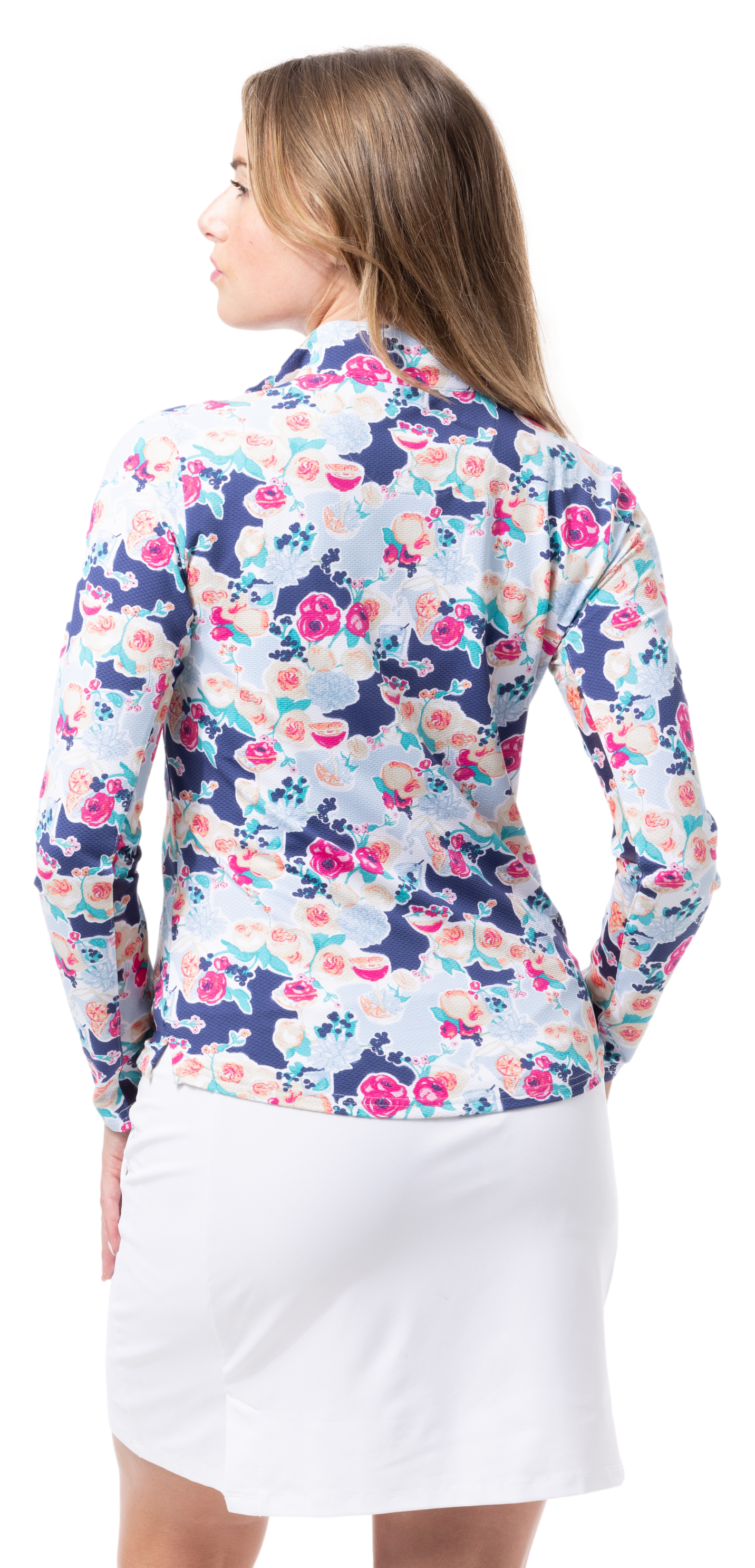 SOLTEK LUX  LONG-SLEEVE PRINT MOCK. PEONY. 900621 - SanSoleil