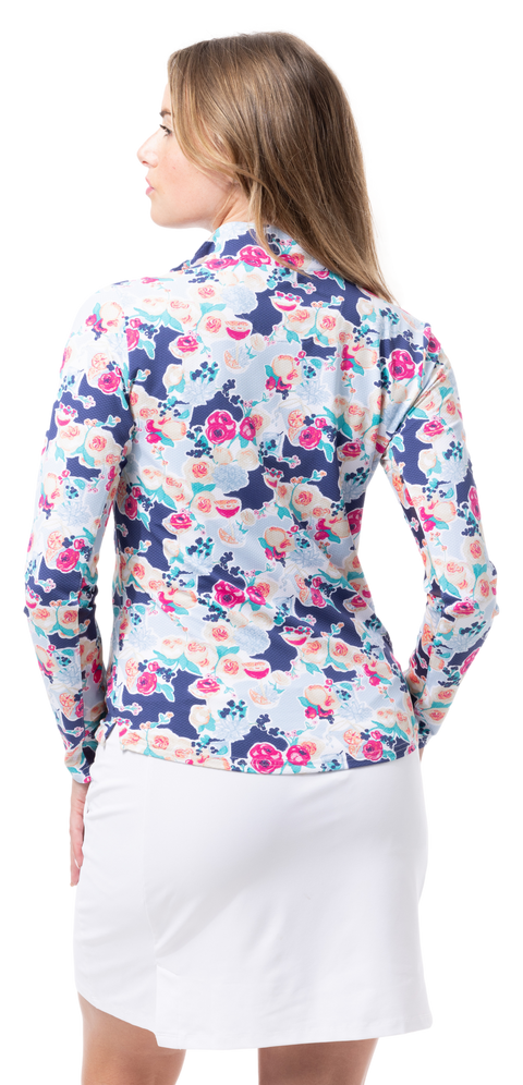 SOLTEK LUX  LONG-SLEEVE PRINT MOCK. PEONY. 900621