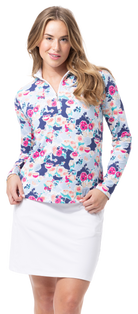 SOLTEK LUX  LONG-SLEEVE PRINT MOCK. PEONY. 900621 - SanSoleil