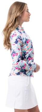 SOLTEK LUX  LONG-SLEEVE PRINT MOCK. PEONY. 900621 - SanSoleil