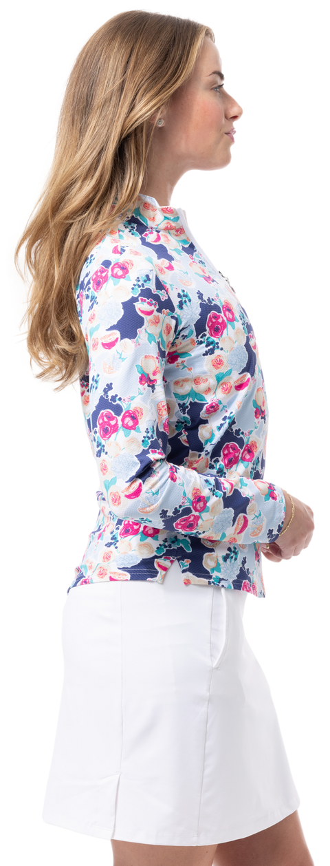 SOLTEK LUX  LONG-SLEEVE PRINT MOCK. PEONY. 900621