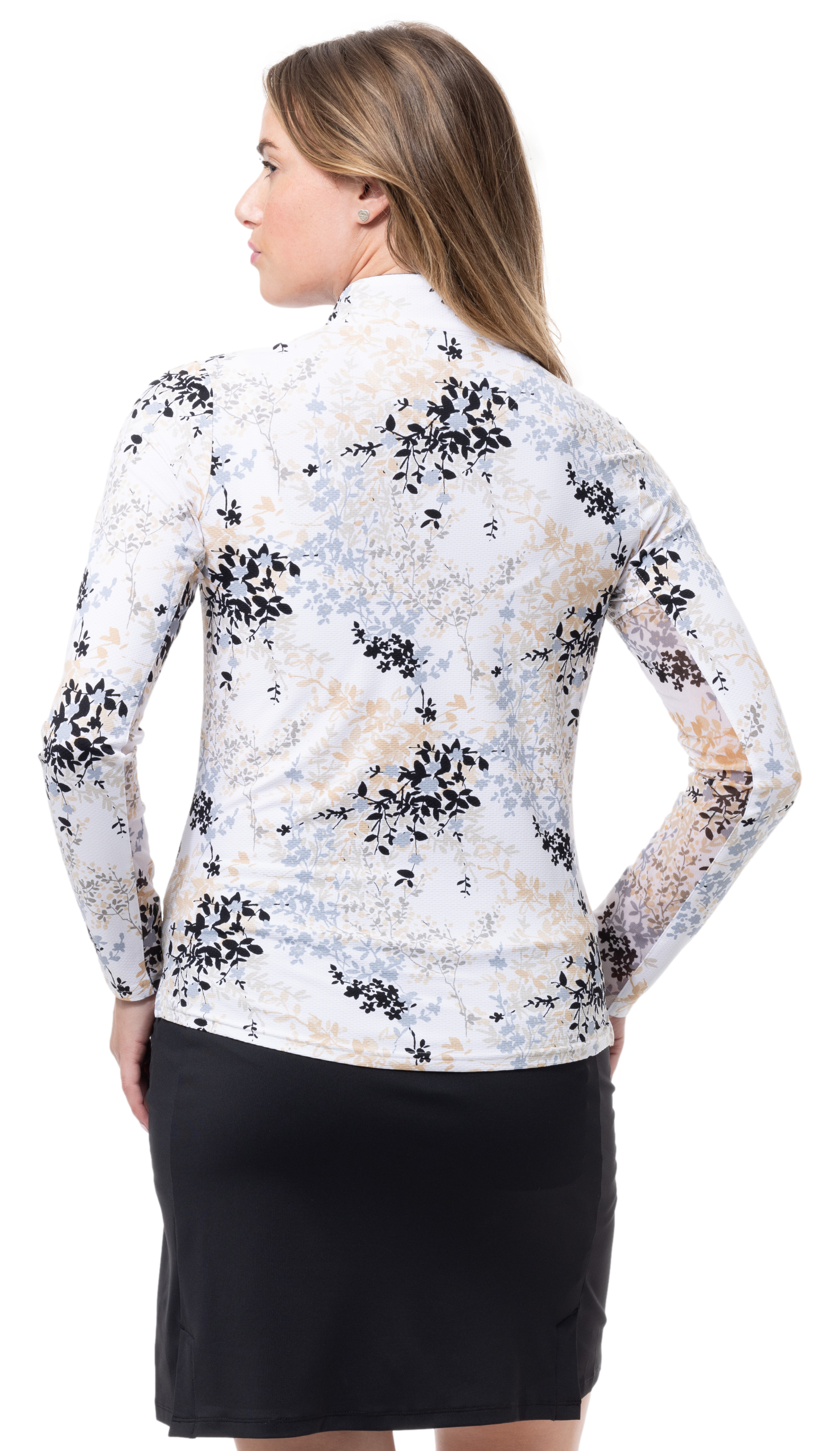 SOLTEK LUX  LONG-SLEEVE PRINT MOCK. WILLOW BLACK. 900621 - SanSoleil