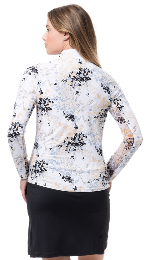 SOLTEK LUX  LONG-SLEEVE PRINT MOCK. WILLOW BLACK. 900621