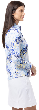 SOLTEK LUX  LONG-SLEEVE PRINT MOCK. WILLOW NAVY. 900621 - SanSoleil