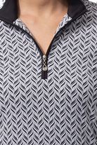 SANSOLEIL 1/4 ZIP PRINT  MOCK. WAVERLY. BLACK.  900621 - SanSoleil