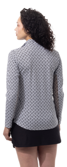 SANSOLEIL 1/4 ZIP PRINT  MOCK. WAVERLY. BLACK.  900621 - SanSoleil