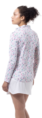 SANSOLEIL 1/4 ZIP PRINT  MOCK. WINE AND DINE. 900621 - SanSoleil