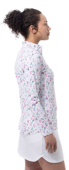 SANSOLEIL 1/4 ZIP PRINT  MOCK. WINE AND DINE. 900621 - SanSoleil