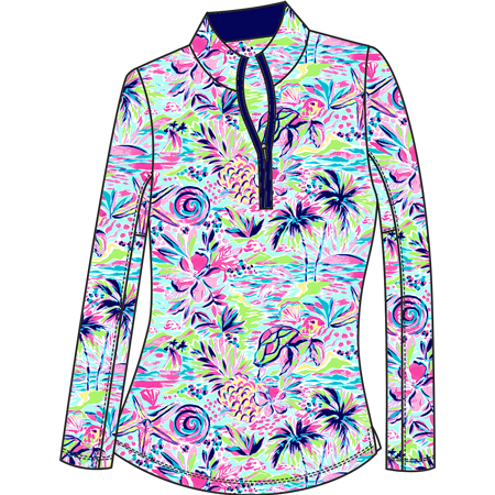 SOLTEK LUX  LONG-SLEEVE PRINT MOCK. KEYWEST MULTI. 900621