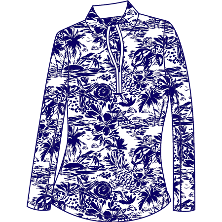 SOLTEK LUX  LONG-SLEEVE PRINT MOCK. KEYWEST NAVY. 900621