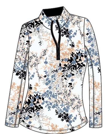 SOLTEK LUX  LONG-SLEEVE PRINT MOCK. WILLOW BLACK. 900621