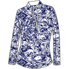 SANSOLEIL 1/4 ZIP PRINT  MOCK. GIRLS TRIP. NAVY.  900621 - SanSoleil