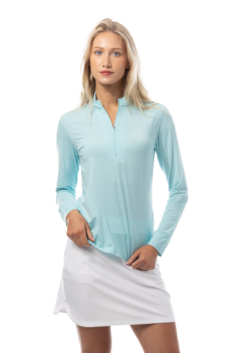 SOLTEK LUX LONG-SLEEVE SOLID MOCK. ARTIC BLUE. 900622