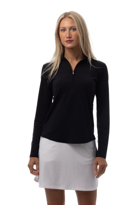 SOLTEK LUX LONG-SLEEVE SOLID MOCK. BLACK. 900622