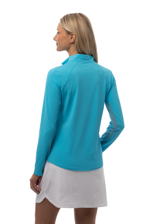 SOLTEK LUX LONG-SLEEVE SOLID MOCK. CARIBBEAN BLUE. 900622