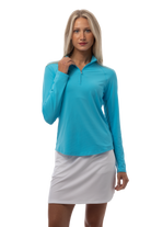 SOLTEK LUX LONG-SLEEVE SOLID MOCK. CARIBBEAN BLUE. 900622 - SanSoleil